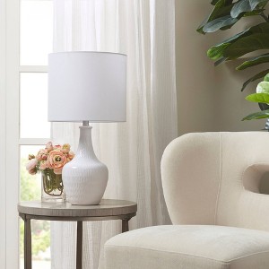 Celine Textured Ceramic Table Lamp (Includes LED Light Bulb) White - Hampton Hill - 1 of 4