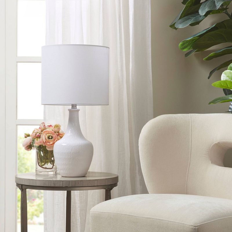 Celine Textured Ceramic Table Lamp (Includes LED Light Bulb) White - Hampton Hill, 5 of 8