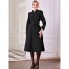 Hobemty Women's Vintage A-Line Mock Neck Long Sleeve Belted Work Flare Dress - 2 of 4