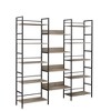 Lycvki Grey Industrial Wooden Wide 5-shelf Bookshelves - 2 of 4