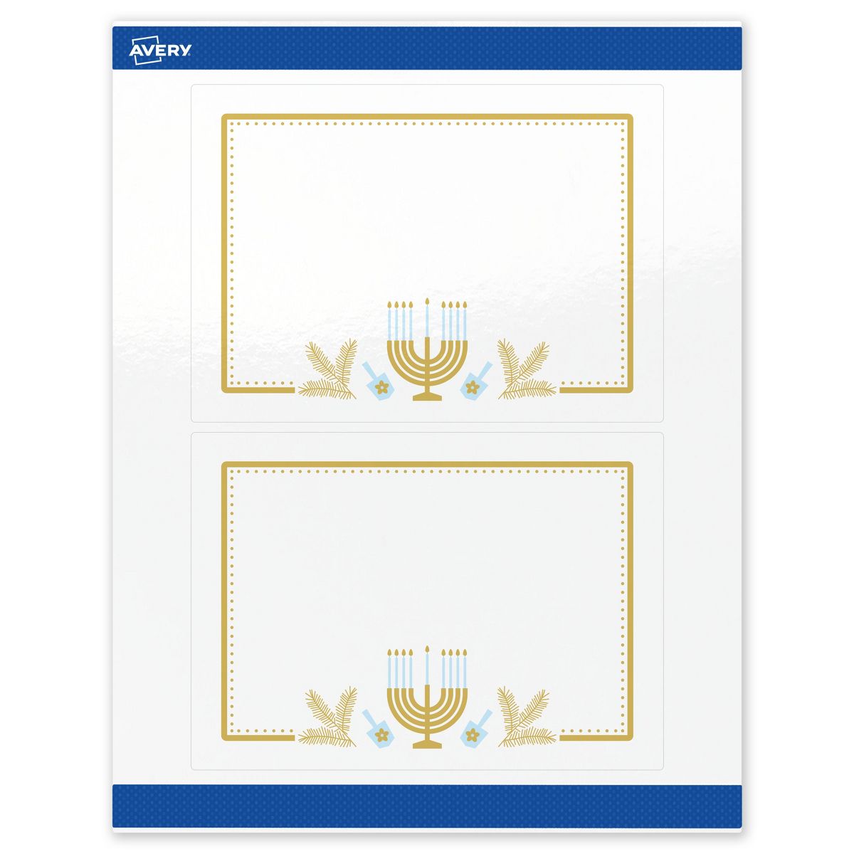 Avery® Labels, 5" x 7", Glossy, Gold Menorah Frame, 20