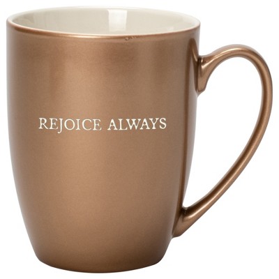 Elanze Designs Rejoice Always Bronze 10 ounce New Bone China Coffee Cup Mug