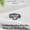 Wedding Ring Set for Women Halo CZ  White Gold Sterling Silver Engagement Ring Ginger Lyne Collection - 2 of 4