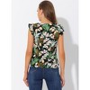 Allegra K Women's Tropical Floral Printed Square Neck Ruffle Sleeve Tank Top - image 4 of 4