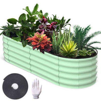 Garvee 6x3x1 FT Galvanized Raised Bed for Outdoor, Oval Garden Bed with Open Base, Tool-Free Assembly Planter Raised Boxes for Vegetables & Flowers
