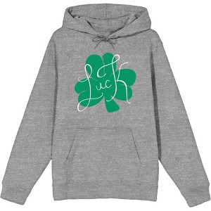 St Pats Luck Clover Long Sleeve Adult Hooded Sweatshirt - 1 of 3