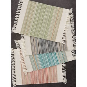 6pk Cotton Pimento Striped Placemats with Fringe - Design Imports: Washable Kitchen & Dining Table Decor, Rectangle, 13"x11" - 1 of 4