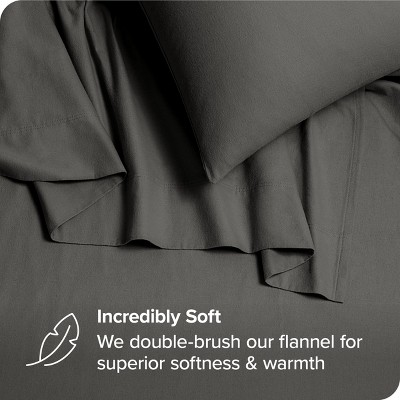 Organic Gray Cotton Flannel King Sheet Set