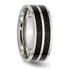 Chisel Stainless Steel Polished with Double Row Black Carbon Fiber Inlay 8mm Band Ring - 4 of 4