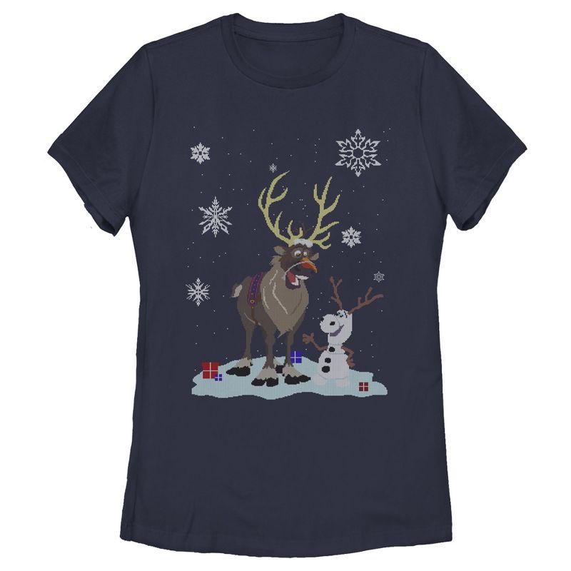 Women's Frozen Christmas Sweater Friends T-Shirt, 1 of 5