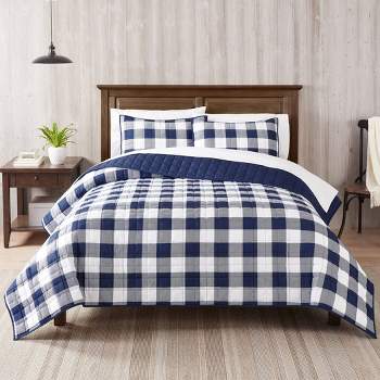 Full/queen 3pc Trey Plaid Comforter Set Navy - Truly Soft : Target