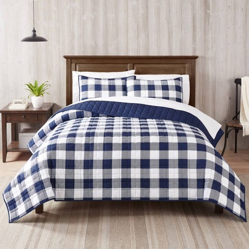 Grayson Farmhouse Plaid Reversible Quilt Set, Lush Decor