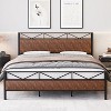 Bed Frame with Headboard, Industrial Platform Upholstered King Bed Frame with 14 Strong Metal Slats Support, 11'' Under-Bed Storage, Brown - 2 of 4