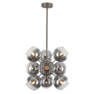 PAKOKULA Modern 9-Light silver Branch Cluster Chandelier with Smoke Gray Glass Shades