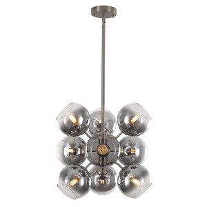 PAKOKULA Modern 9-Light silver Branch Cluster Chandelier with Smoke Gray Glass Shades - 1 of 4
