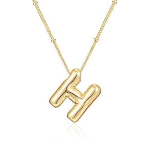Bubble Letter Initial Necklace for Women, 14K Gold Plated Personalized Birthday Gift - 1 of 4
