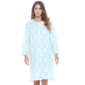 Casual Nights Women's Long Sleeve Micro Fleece Cozy Floral Night Gown - 1 of 4