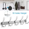 Munora 17.7" Stainless Steel Wall Mount Coat Hook Rack, 15 Hooks Space-Saving Organizer for Robes, Hats, Towels & Accessories, White - 3 of 4