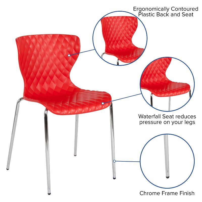 Emma and Oliver Contemporary Design Accent Dining Plastic Stack Chair, 3 of 11