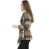Allegra K Women's Shawl Collar Asymmetric Hem Thin Belted Plaids Wrap Coat - 4 of 4