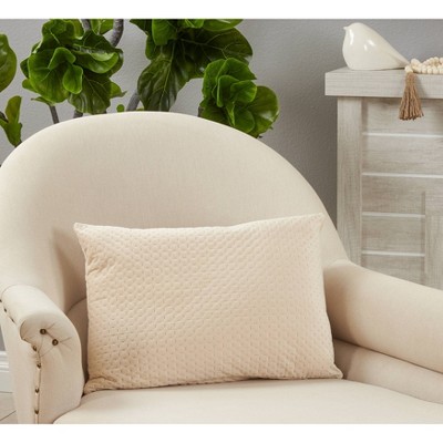 Natural Rectangular Pinsonic Velvet Throw Pillow 14"x20"