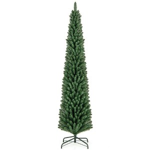 Resenkos 8-Ft Pencil Christmas Tree with Memory Wire Branches and Stand - Green - 1 of 4