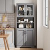 Kitchen Pantry Cabinet, Wood Coffee Bar Cabinet with 4 Doors and 1 Drawer, - 3 of 4