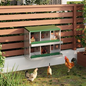 6/8/10 Compartment Galvanized Chicken Nesting Box - Metal Laying Box with Legs for Hens - 1 of 4