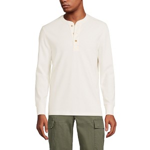 Lands' End Men's Long Sleeve Thermal Waffle Henley - 1 of 4