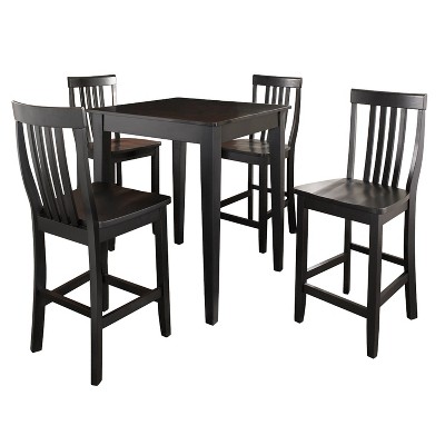 Classic 5-Piece Black Pub Dining Set with Counter Height Stools