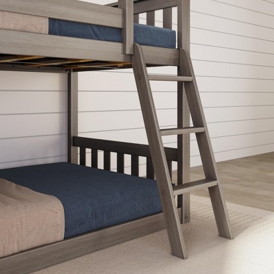 Gray Twin Over Twin Pine Wood Bunk Bed with Slide