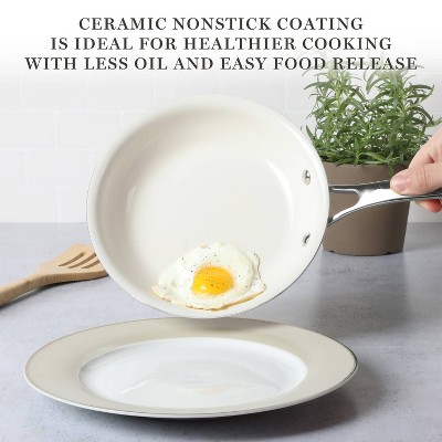 Cream Aluminum Nonstick 10-Piece Cookware Set