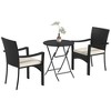 Outsunny 3 Pieces Patio Bistro Set with Cushions, PE Wicker Outdoor Furniture Set, for Porch, Backyard, Garden, White - 4 of 4