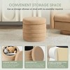 WestinTrends Alexandria Mid-Century Modern Faux Shearling Shearling Round Storage Ottoman - 4 of 4