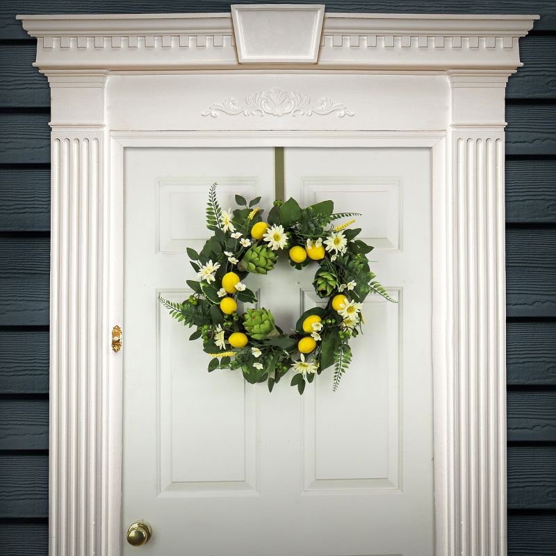 22" Artificial Lemons, Artichokes and Daisy Spring Wreath - National Tree Company, 2 of 4