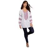 June + Vie by Roaman's Women’s Plus Size Embroidered Peasant Blouse