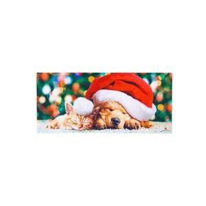 Evergreen Santa Puppy and Kitten Sassafras Indoor Outdoor Switch Doormat 1'10"x10" Multicolored - 1 of 4