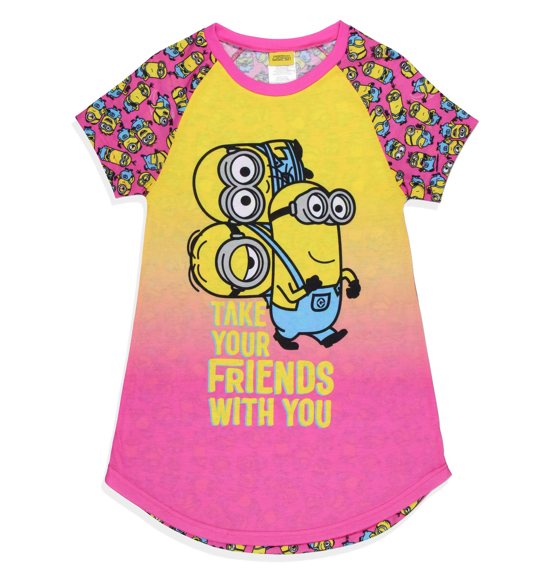 Intimo Girls' Despicable Me Minions Take Your Friends With You Nightgown Pajama (6/6X) Multicolored