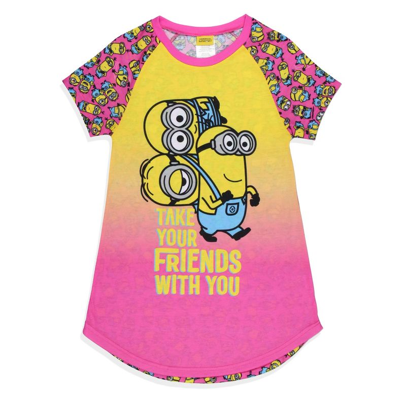 Girls' Despicable Me Minions Take Your Friends With You Nightgown Pajama Multicolored, 1 of 6