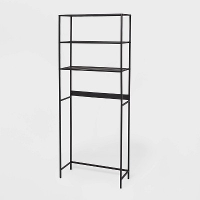 2-Tier Freestanding Matte Black Metal Over-the-Toilet Storage Rack