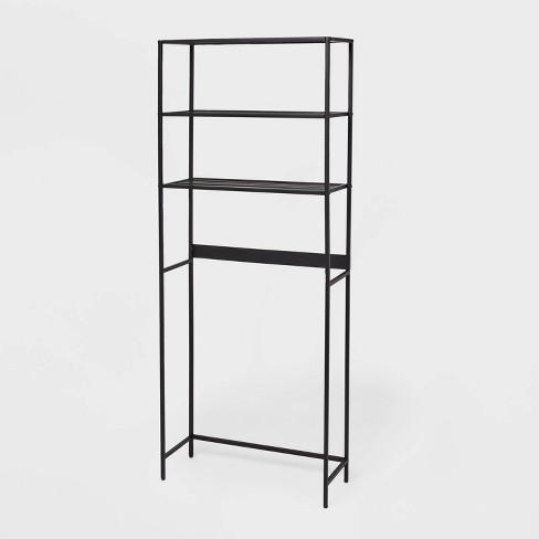 Over the Toilet Storage Rack with 2 Open Shelves and Doors, Black -  ModernLuxe