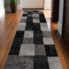 HomeRoots 13' Gray and Black Geometric Power Loom Distressed Runner Rug - 2 of 4
