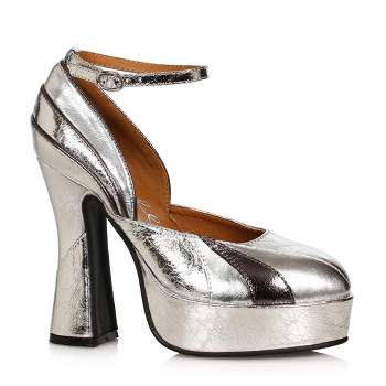 Ellie Shoes 5.5" Heel Silver 70's Shoe with Ankle Strap