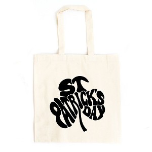 City Creek Prints St. Patricks Day Word Shamrock Canvas Tote Bag - 15x16 - Natural - 1 of 2