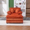 Corduroy Chaise Lounge Single Sofa With 2 Toss Pillows and a Ottoman Upholstered Accent Chairs, White/Orange/Green/Gray/Black-ModernLuxe - 2 of 4