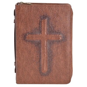 White Dove Designs Bible Cover-Vintage Cross-Brown-LRG - 1 of 2