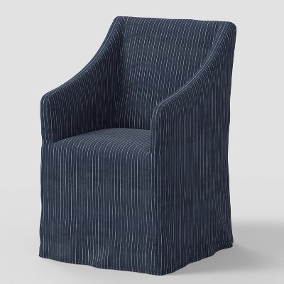 Sloped Arm Slipcovered Dining Chair in Pinstripe Navy - Threshold™