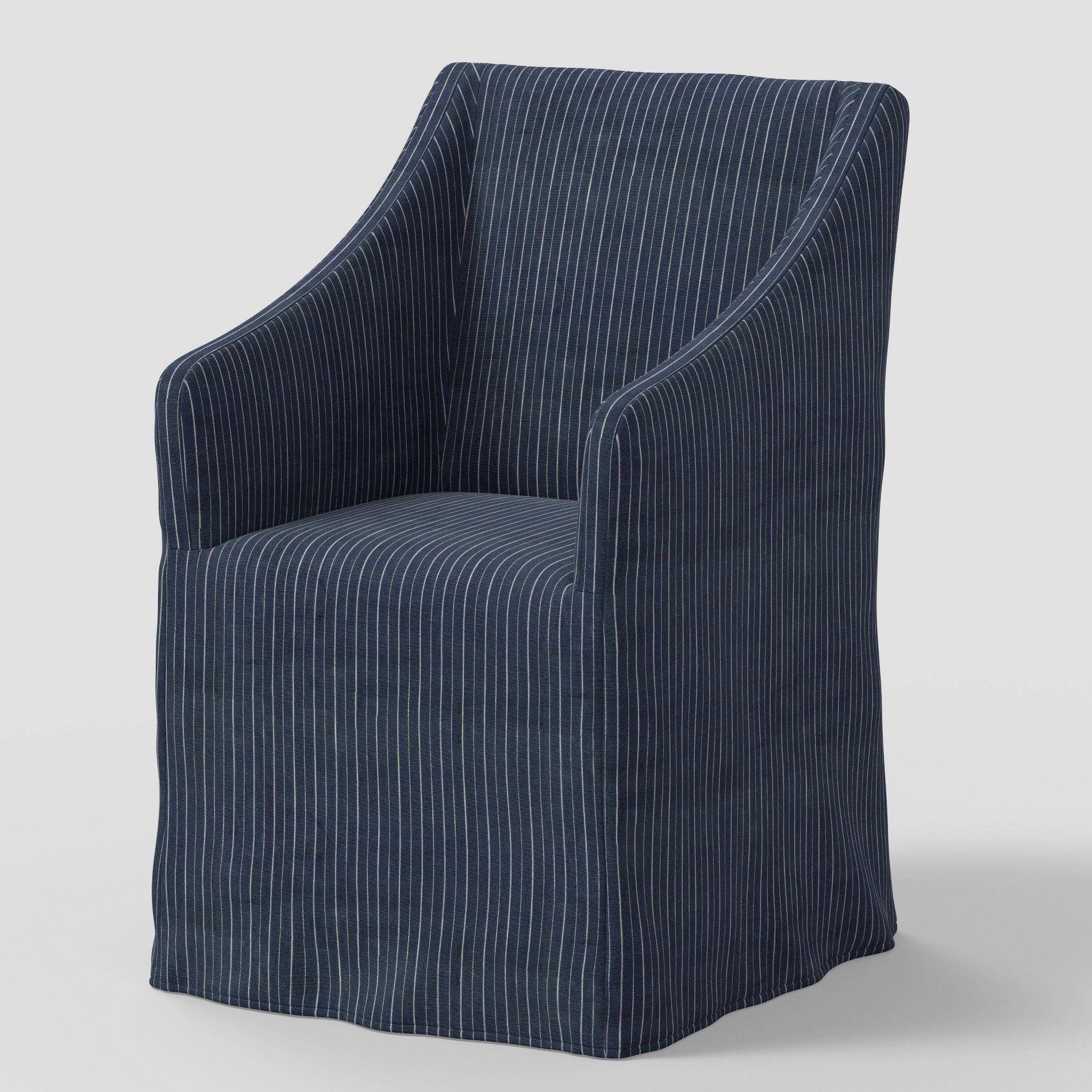 Sloped Arm Slipcovered Dining Chair Pinstripe Navy - Threshold™