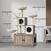 Hidden Litter Box Enclosure with Cat Tree Tower, 2-in-1 Cat Condo with Hammocks, Perches, Scratching Posts & Basket - 3 of 4