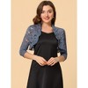 Allegra K Women's Elegant Ruffle Collar Sheer Floral Lace Crop Shrug - 2 of 4